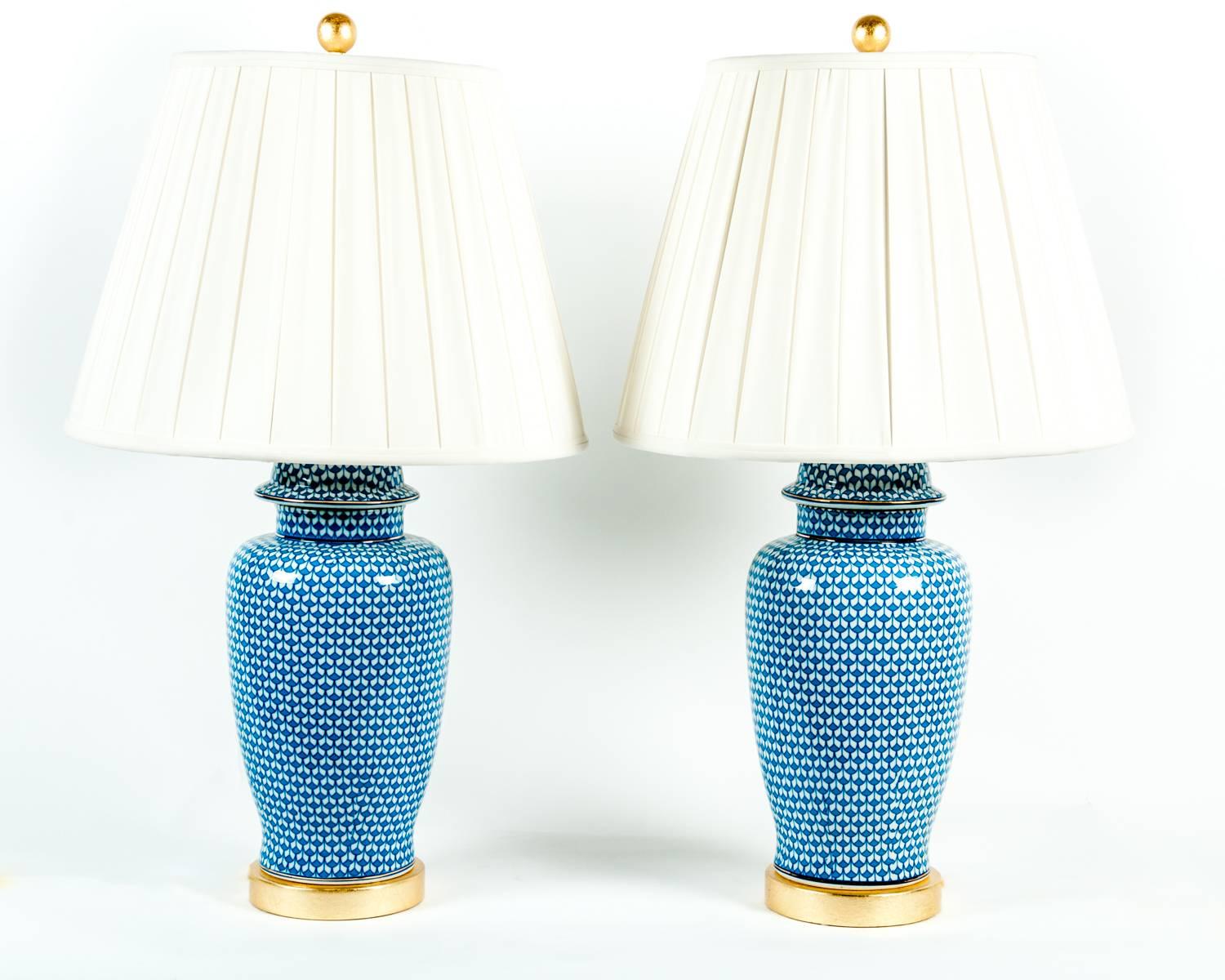 Pair of Goyard Porcelain Ginger Jar Lamps In Excellent Condition In Tarry Town, NY