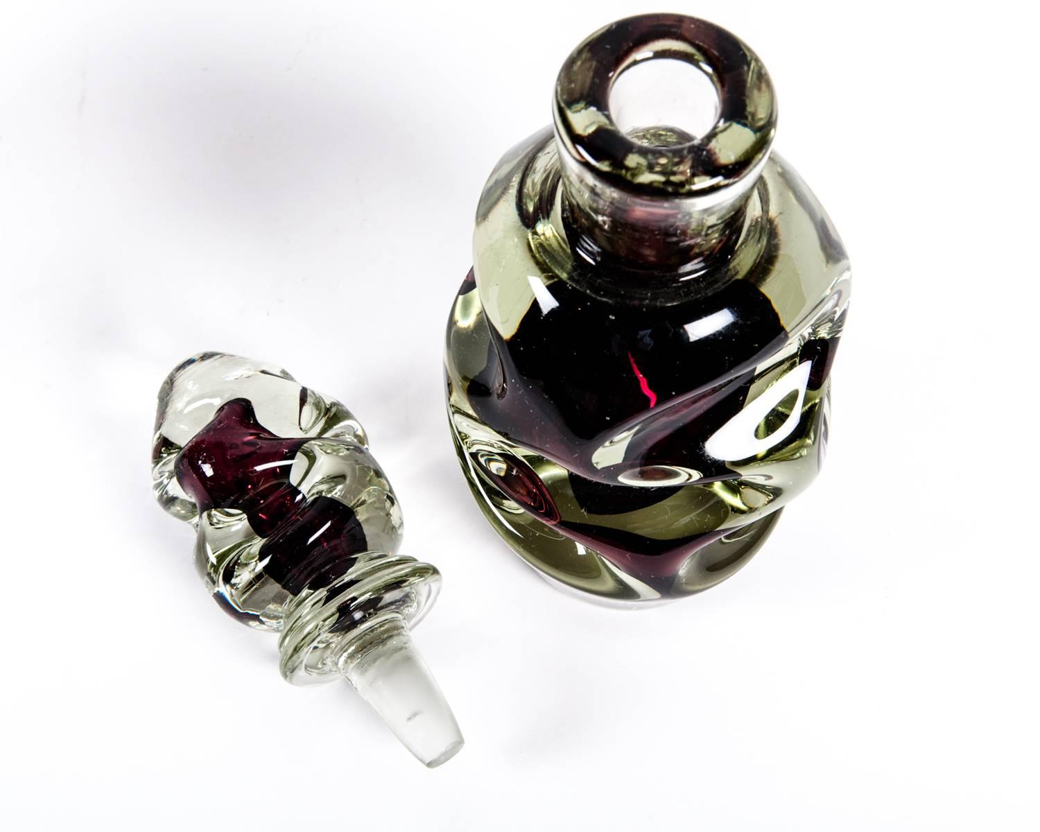 Murano Glass Vintage Pair of Murano Amethyst Perfume Bottle