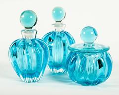 Vintage Turquoise Three-Piece Vanity Set