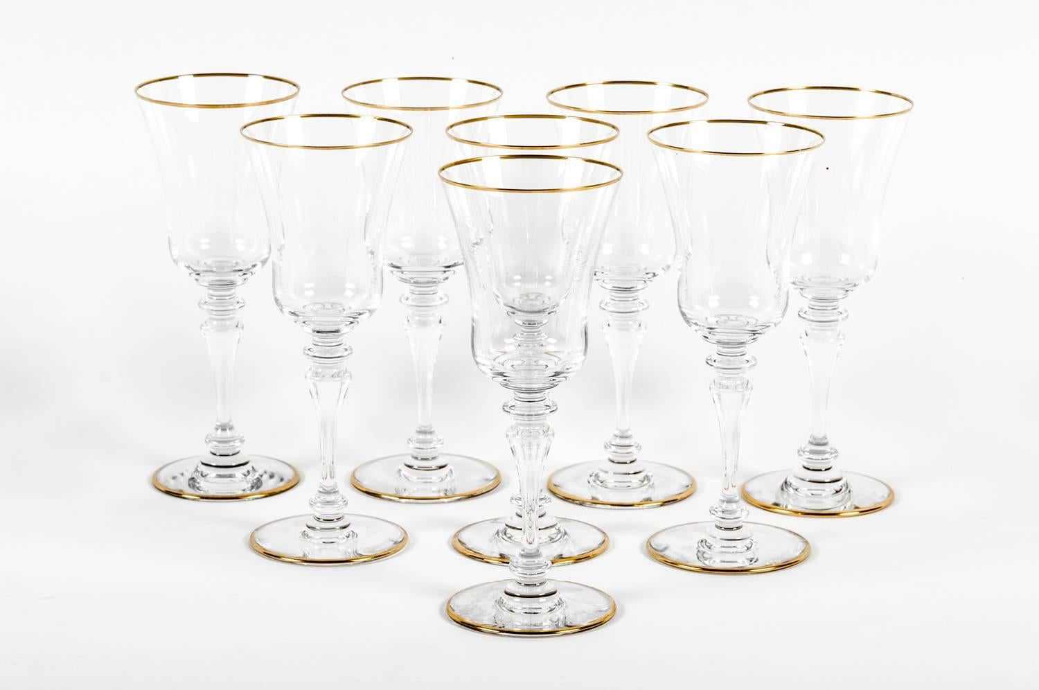 Vintage set of ten Baccarat wine water glassware. Excellent condition. Each glass measure 9 inches high x 3.8 inches top diameter. The picture showed eight but the set is ten glasses.