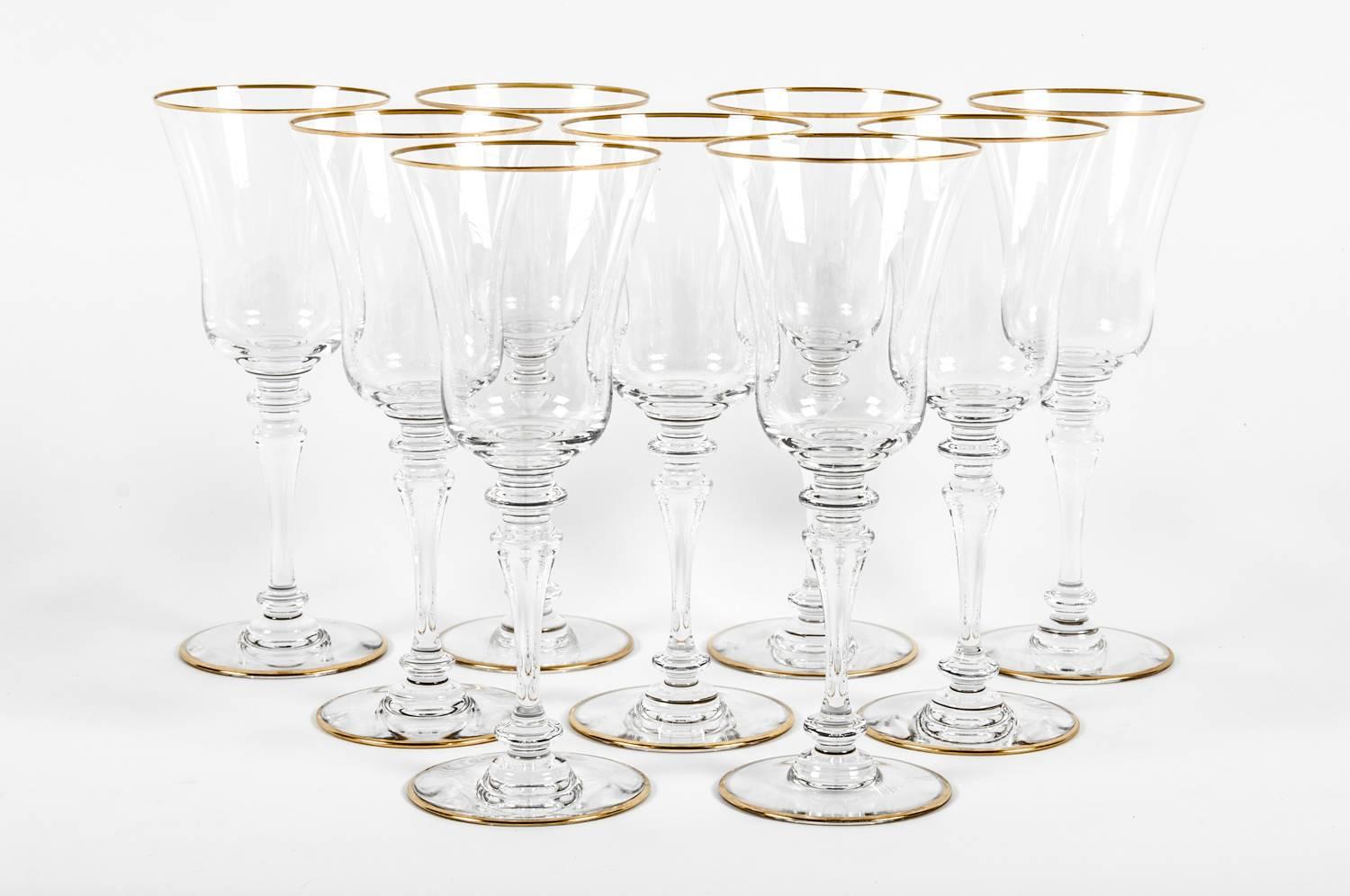 Crystal Vintage Set of Nine Baccarat Glassware