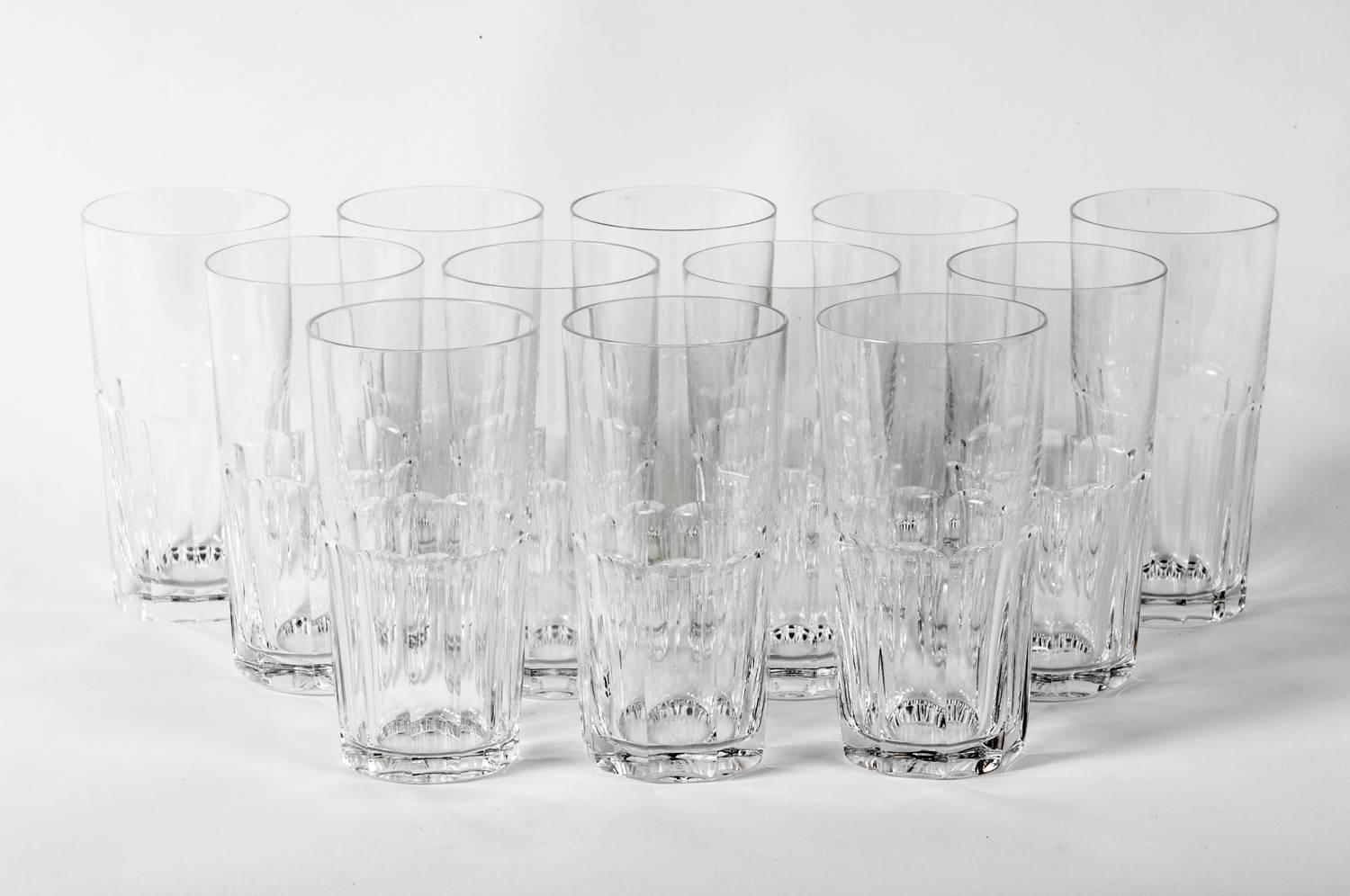 Early 20th Century Vintage Saint Louis Crystal Set of 12 High Ball Glasses