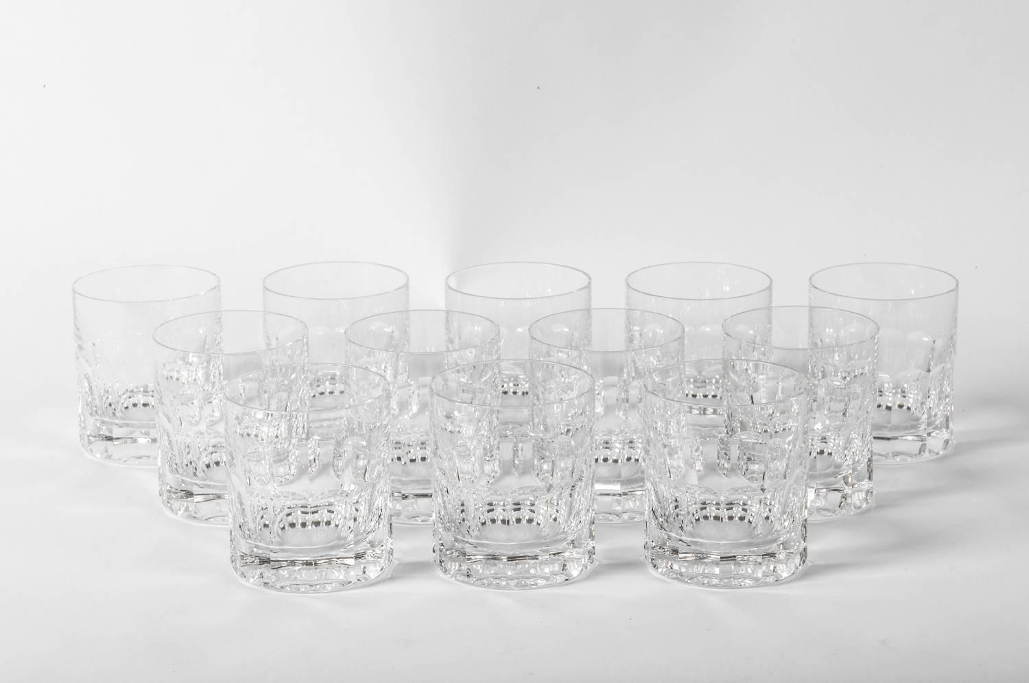 Early 20th Century Vintage Saint Louis Crystal Set of 12 Low Ball Glasses