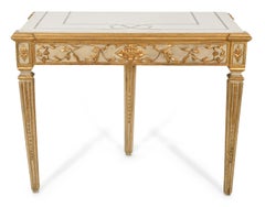 Italian Painted Giltwood Marble-Top Console / Entry Table Italian, Early to Mid-