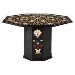 Antique Large Octagonal Italian Pietra Dura Floral Mosaic Inlay Table