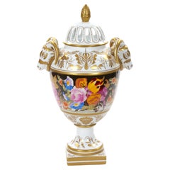Antique German Meissen Porcelain Painted & Gilt Decorative Covered Urn