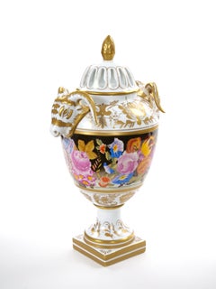 Antique German Meissen Porcelain Painted & Gilt Decorative Covered Urn