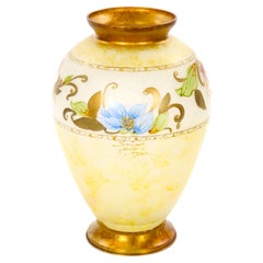 Mid-Century Modern Italian Venetian Art Glass Gilt & Painted Tableware Vase