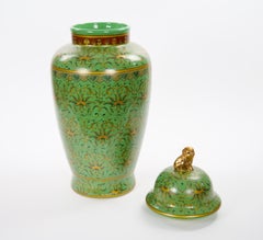 Large 20th Century Chinese Export Hand-Painted Enameled Lidded Decorative Urn