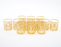Mid-Century Italian 24K Gilt Gold-Decorated Whiskey / Scotch Lowball Glass Set
