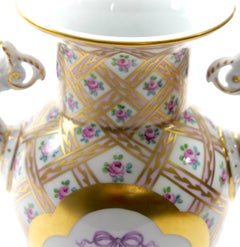 German Dresden Porcelain Painted & Gilt-Decorated Urn-Shape Decorative Vase