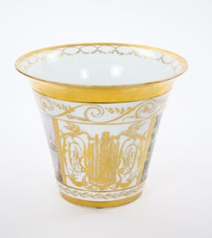 19th Century Hand-Painted Paris Porcelain Cachepots with Gilt Details