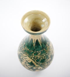 Antique Asian Porcelain Vase / Figural Landscape / Intricate Foliate Decoration