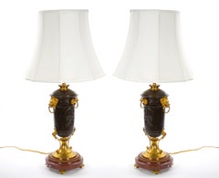 19th Century French Patinated and Gilt Bronze Urn Shape Table Lamps, circa 1855
