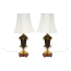 19th Century French Patinated and Gilt Bronze Urn Shape Table Lamps, circa 1855