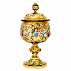 Antique Ten-Piece Moser Enameled Glass Punch Bowl Service, circa 1880–1890