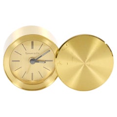 Mid 20th Century Tiffany & Co. Gilt Bronze Round Shape Desk Clock