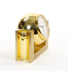 Tiffany & Co. Gilt Bronze Rectangular Desk Clock/ Adjustable Tilting Mechanism