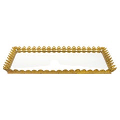 Large North American Gilt-Metal & Mirrored Vanity / Serving Tray, 1970s