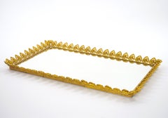 Large North American Gilt-Metal & Mirrored Vanity / Serving Tray, 1970s