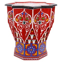 Moorish-Style Moroccan Hand-Painted Polychrome Eight-Pointed Star Side Table