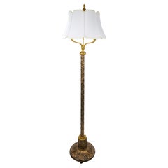 Gilt-Bronze & Carved Wood Floor Lamp, Made in Italy, Mid-to-Late 19th Century