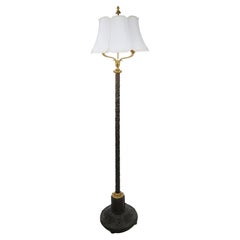 Gilt-Bronze & Carved Wood Floor Lamp, Made in Italy, Mid-to-Late 19th Century
