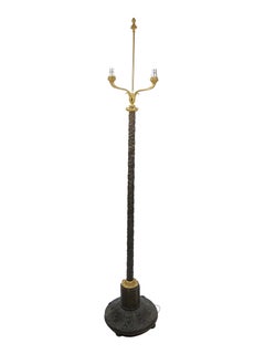 Gilt-Bronze & Carved Wood Floor Lamp, Made in Italy, Mid-to-Late 19th Century