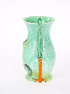 Mid-20th Century Burleigh Ware England Green Ceramic Heron Pitcher