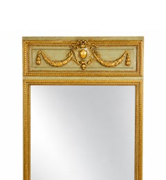 Miroir de parvis ancien français de style Louis XVI, en bois doré et peint, fin du XIXe siècle