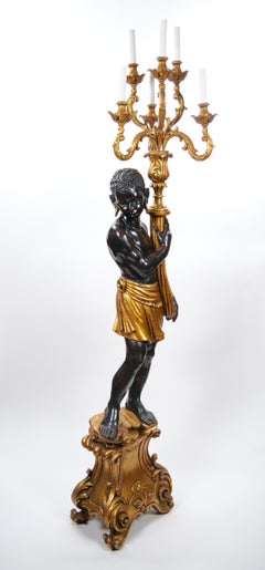 Lampada da terra italiana in stile veneziano “Blackamoor”, anni ’40 circa