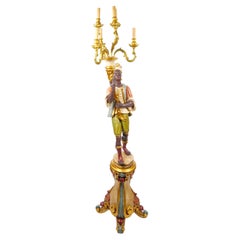 Italian Figural Standing Candelabra Floor Lamp, Early 20th Century