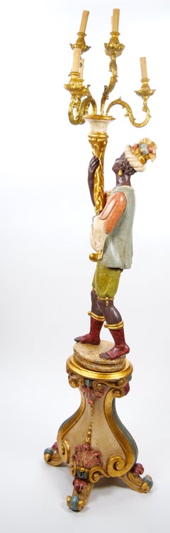 Italian Figural Standing Candelabra Floor Lamp, Early 20th Century
