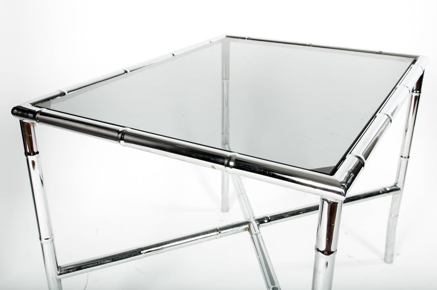 20th Century Mid-Century Modern Tinted Glass Top Coffee or Cocktail Table