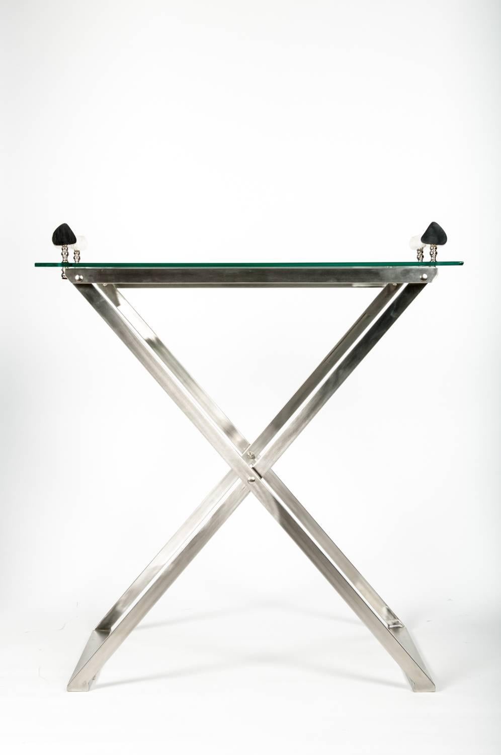 Mid-Century Modern Bar Cart with Detachable Glass Top 2