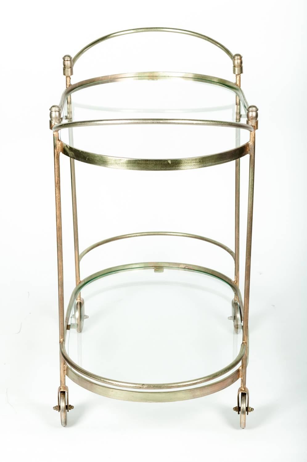 Mid-Century Solid Brass Two-Tier Tea Cart or Serving Table 2