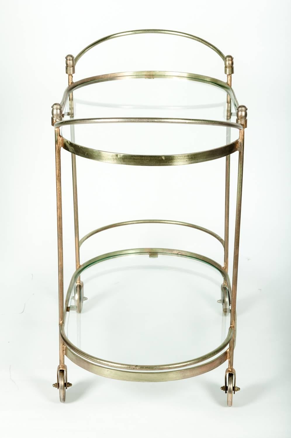 Mid-Century Solid Brass Two-Tier Tea Cart or Serving Table 3
