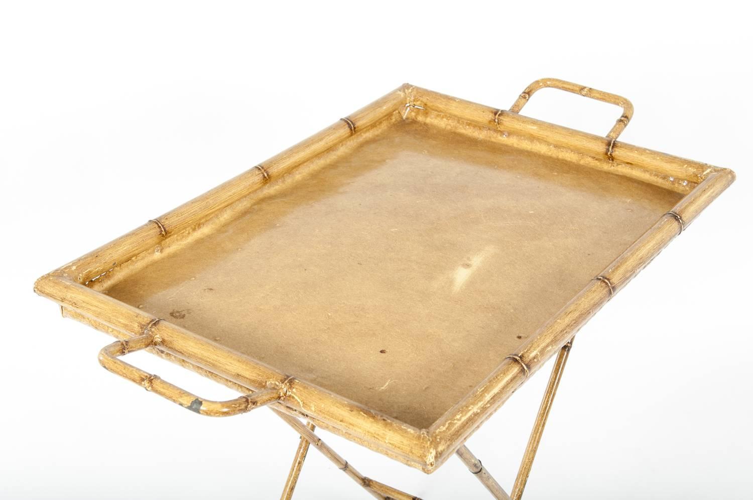 Mid-Century Indoor/Outdoor Metal Folding Serving Tray with Stand 2