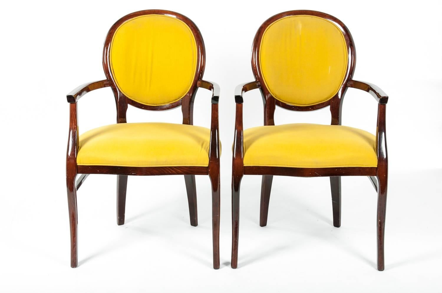 Mid-Century Modern Art Deco pair of chairs. Each chair measure 37 inches high X 22 inches length X 20 inches dept. Seat high 18 inches.