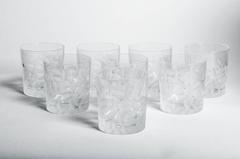 Mid-20th Century Cut Crystal Tiffany Low Ball Drinks Glassware Set of Six
