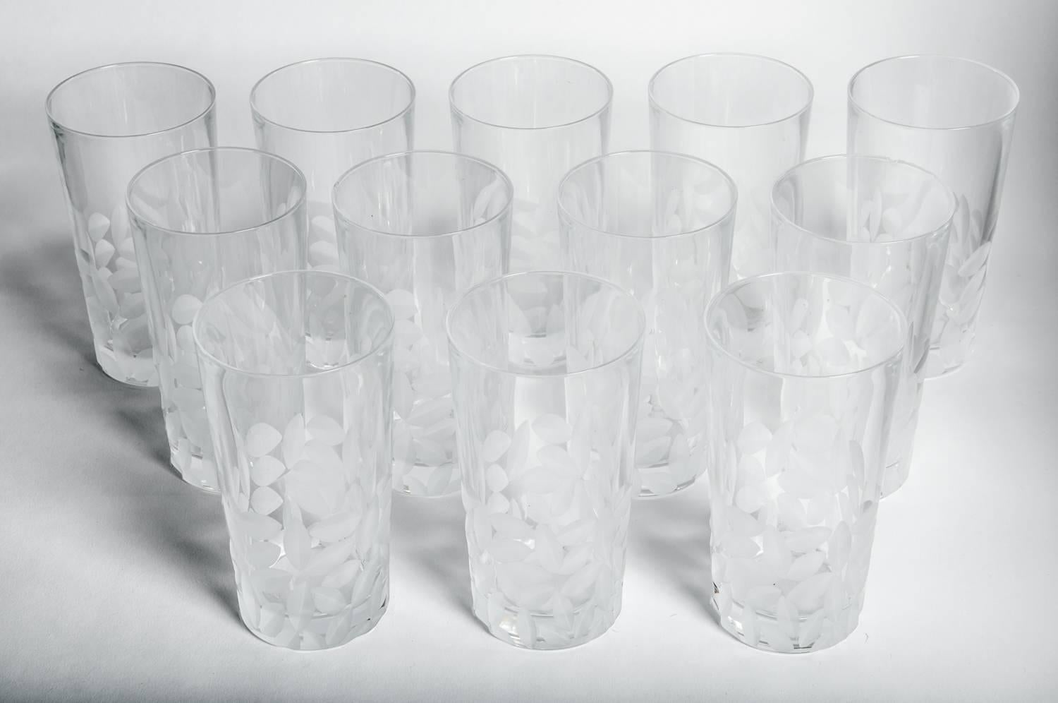 North American Mid-20th Century High Ball Cut Crystal Tiffany Drinks Glassware Set 