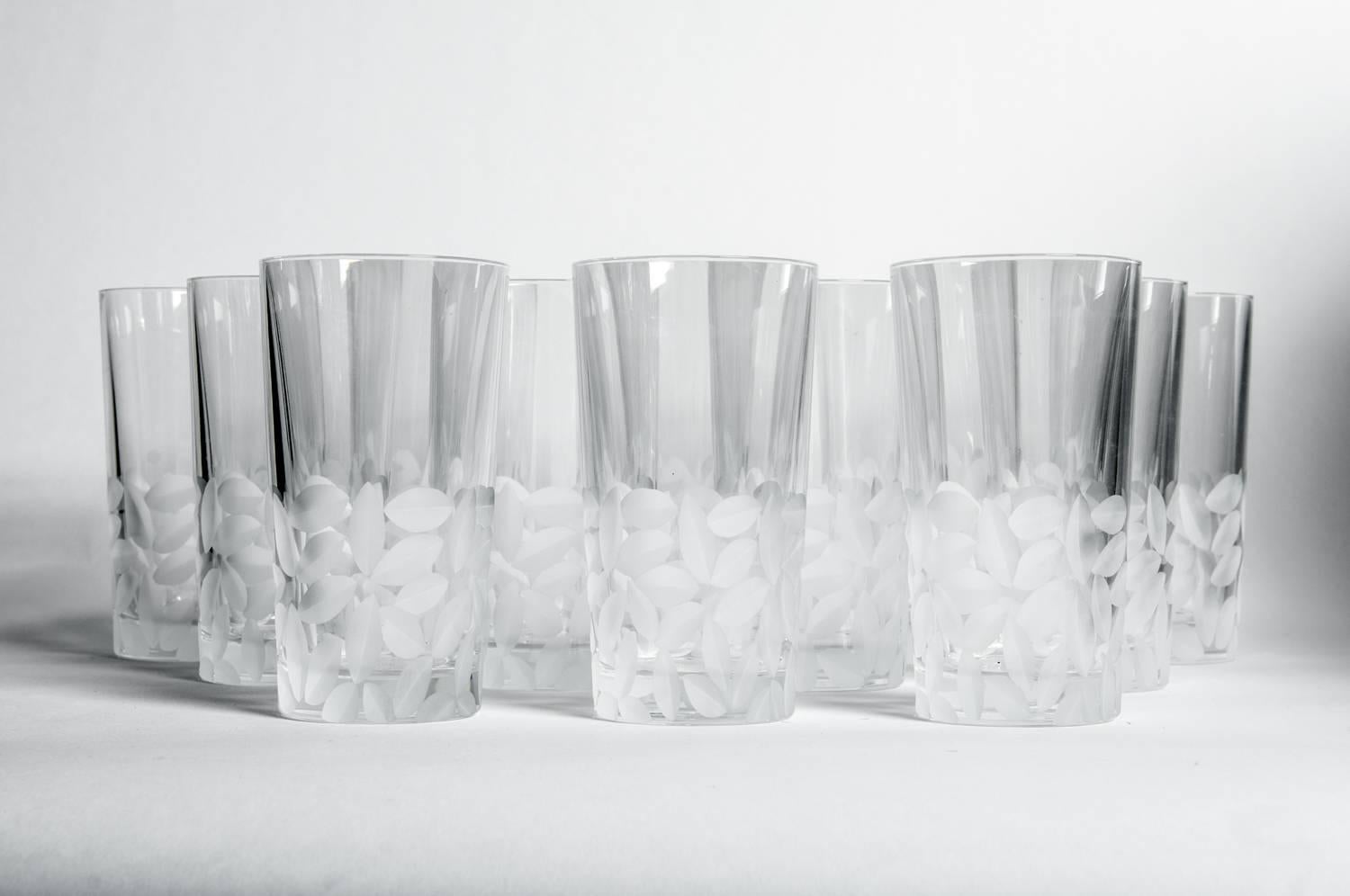 Mid-20th Century High Ball Cut Crystal Tiffany Drinks Glassware Set  In Excellent Condition In Tarry Town, NY