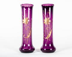 Vintage Amethyst Pair of Decorative Bud Vases