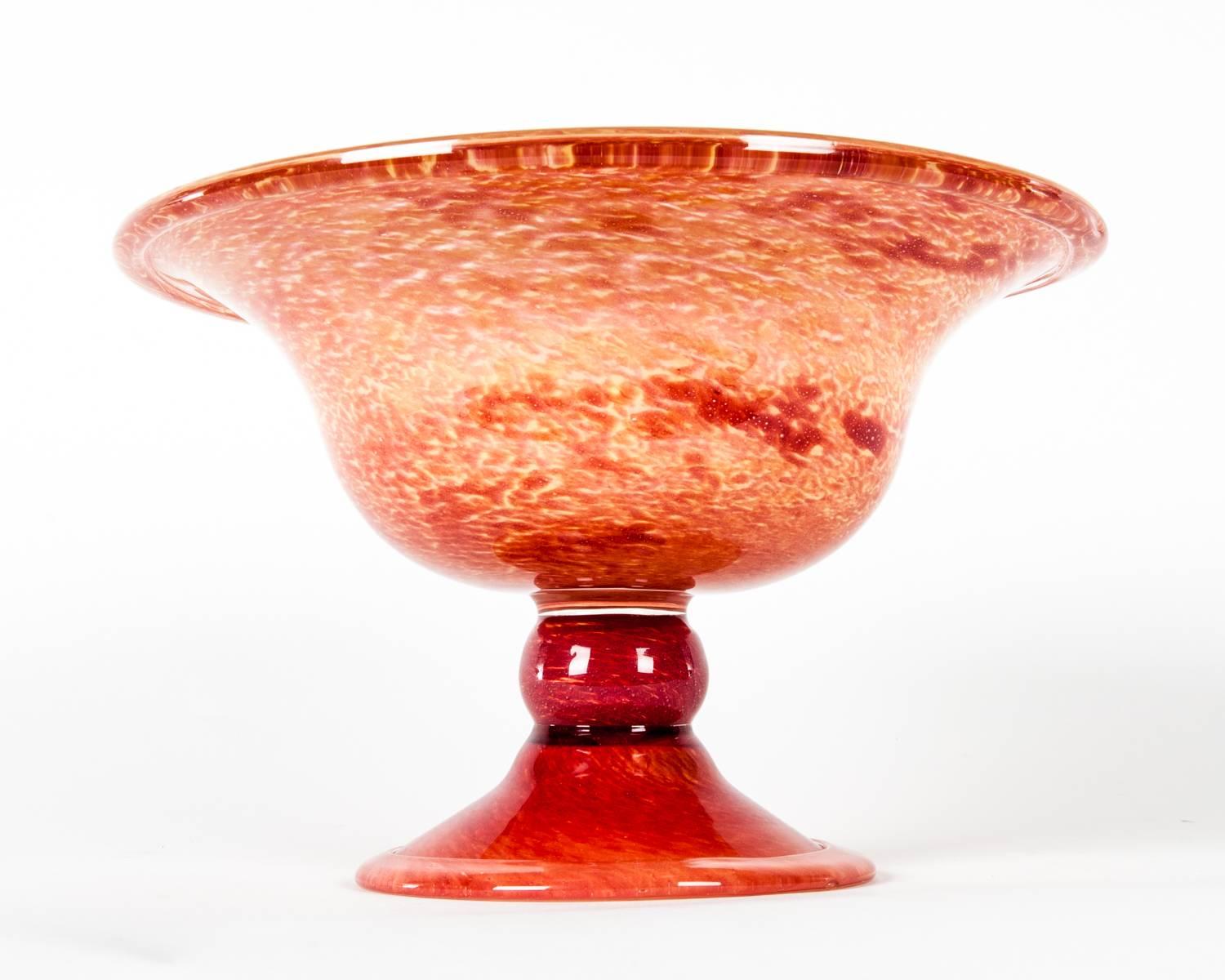 Italian Large Murano Glass Centerpiece with Stem and Foot