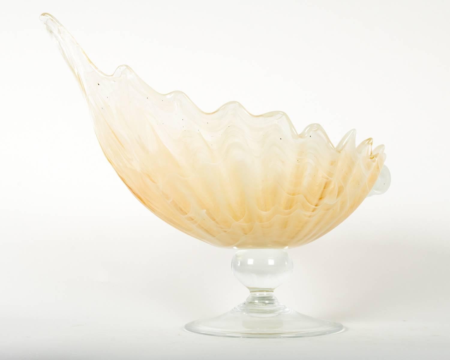 Very Large Vintage Murano Gold Tone Footed Centerpiece 2