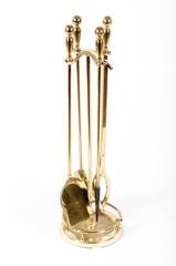 Mid-Century Solid Brass Fire Tool Set