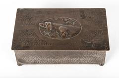 Antique German Brass Box with Wood Interior