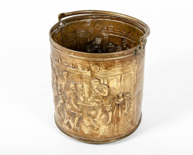 Antique English Brass Log or Ash Bucket at 1stDibs