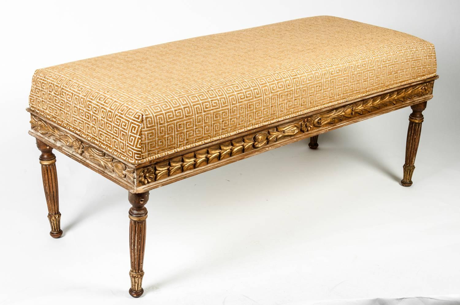 French Upholstered Vanity Bench