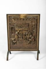 Antique English Brass Fireplace Screen